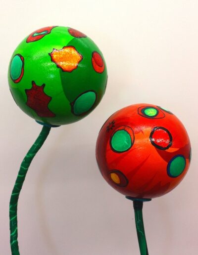 "Virus A & B" - 2012 - Detail of Paintskin wrapped balls and conduit.