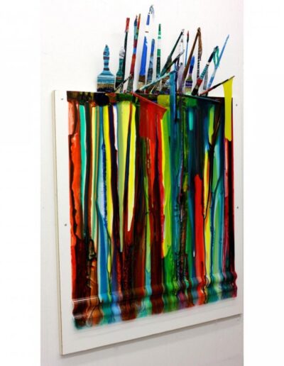 "Cascading Brushes" - 2011 - 60"h.x43"w. This work is symbolic of my departure from traditional painting.