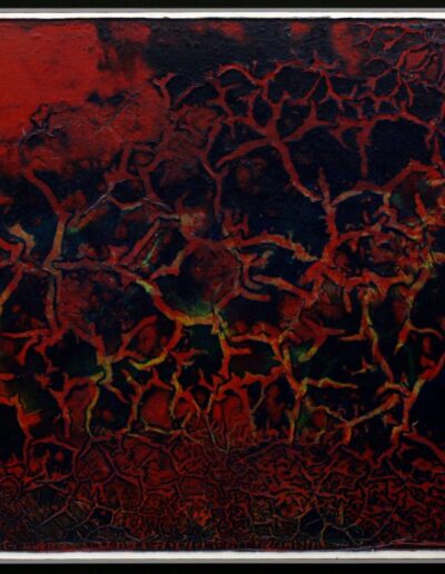 "Evening Red" - 1981 - 32"h.x34"w. Paintskin mounted on stretched canvas.