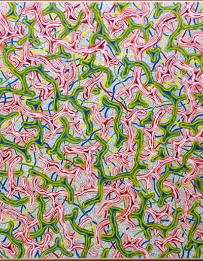 "Frenzy" - 1981 - 47"h.x53"w. Fluid paint on stretched canvas.