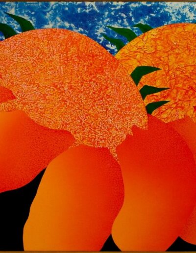 "Full Bloom" - 1988/89 - 62"h.x86"w. Paintskin applied to stretched canvas.