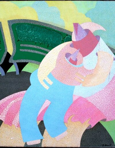 "In The Park" - 1986 - 36"h.x36"w. Paintskin applied to stretched canvas.
