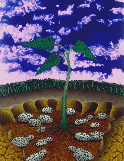 "Rock Garden" - 2002 - 17"h.x14"w.x3"d. Inlaid Paintskin on canvas.