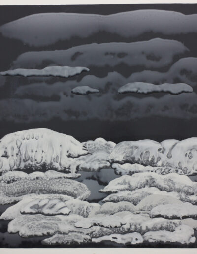 "Snow Storm" - 2010 - 38"h.x40"w. Overlaid Paintskins on hardboard.