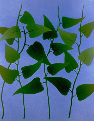 "Whispering Leaves" - 1998 - 52"h.x48"w. A inlaid Paintskin with polyester backing mounted on stretched canvas